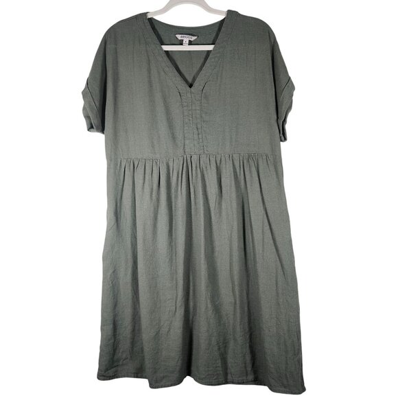 Briggs Sage Green Dress S Knee-Length V-Neck Soft Neutral Quiet Luxury Lounge - Picture 2 of 11